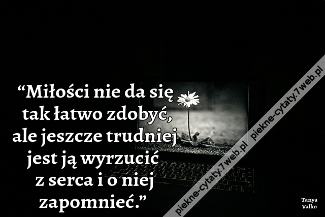 “Miłości nie da się tak łatwo zdobyć, ale jeszcze trudniej jest ją wyrzucić z serca i o niej zapomnieć.”